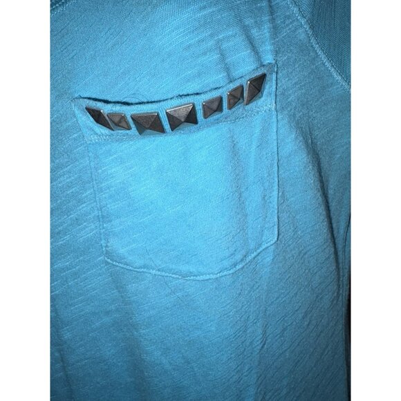 Hollister Shirt Top Women Medium Scoop Neck Tie Waist Cap Sleeve Blue - Picture 3 of 8